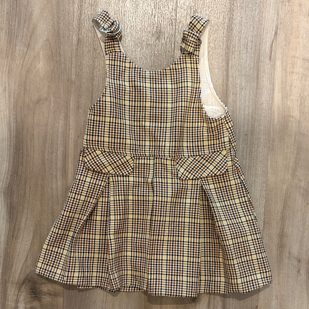 Zara Kids Checkered Overalls in Yellow and Black